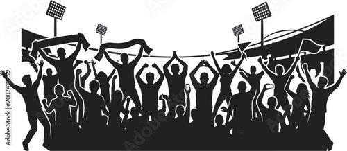 Bilde på lerret People celebrate with raised arms under bright stage lights at a lively event