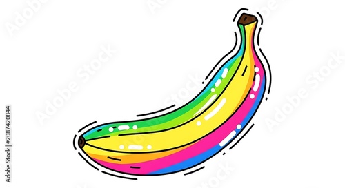 Colorful banana fruit abstract design isolated on white background