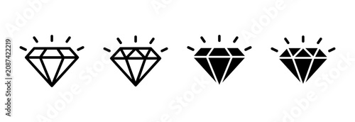 Quadro em tela Diamond icon set vector. diamond gems sign and symbol