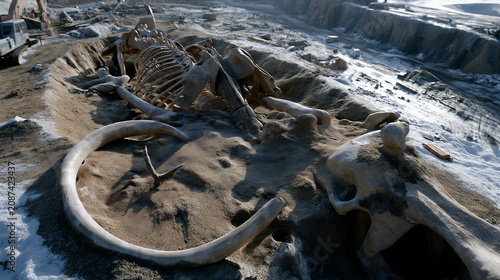mammoth skeleton in the ice
