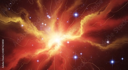 Cosmic nebula with bright center and distant stars