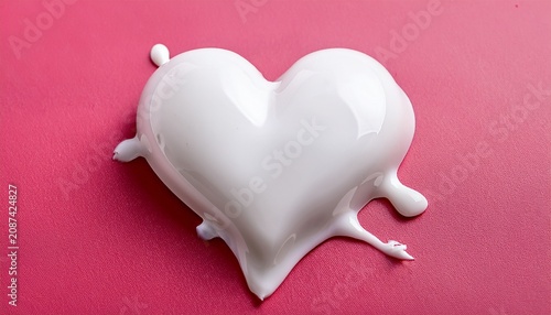 melting white heart on pink surface