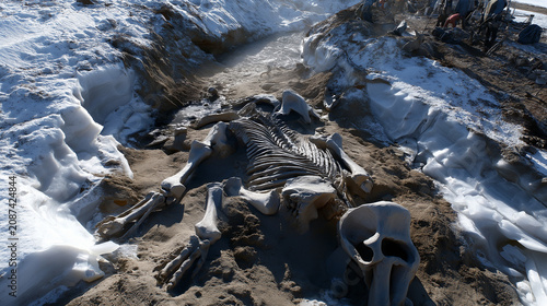 mammoth skeleton in the ice