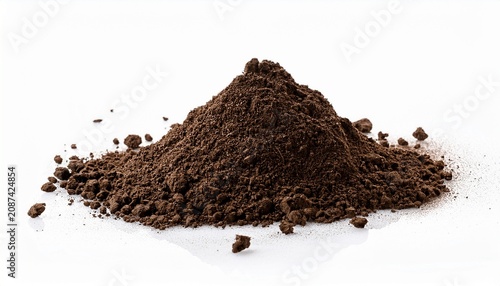 pile of soil scattered isolated on white background