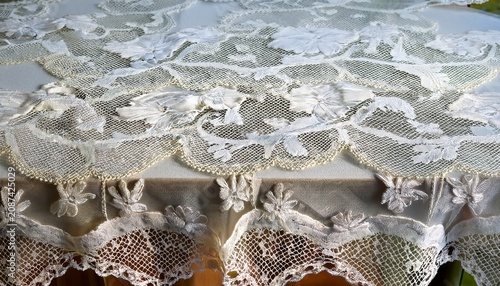 white lace decorative tablecloth with floral vintage pattern