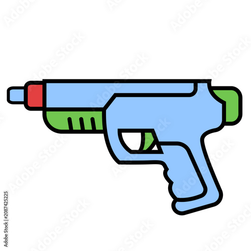 Blue water gun toy for pool party fun retro y2k summer game equipment vector icon.