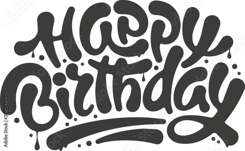 Black happy birthday lettering design