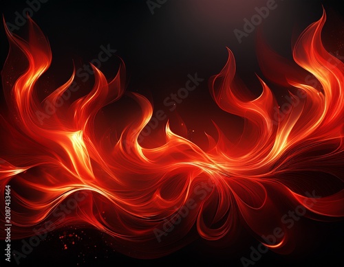tongues of red fire on clear black background red flames and sparks background design