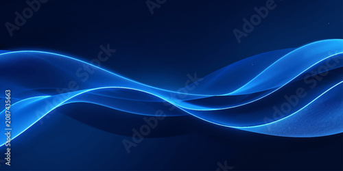 Luminous smooth blue ribbon wave with minimalist fluid motion design