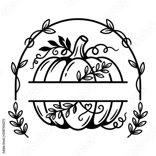 Round Pumpkin Monogram With Vine Frame