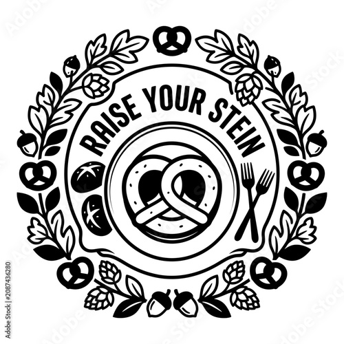Raise Your Stein Pretzel Wreath Badge