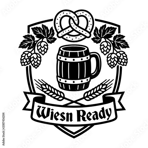 Wiesn Ready Pretzel And Barrel Badge