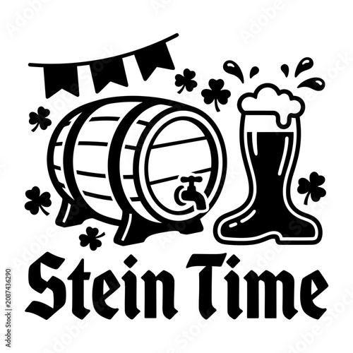 Stein Time Beer Barrel And Mug Graphic