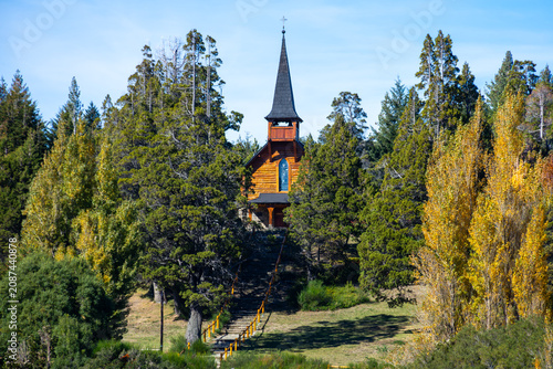 Konstfotografi View of Parroquia San Eduardo, a beautiful small church at San Carlos de Bariloc