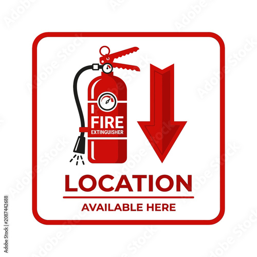 Fire Extinguisher Location Sign with Downward Arrow