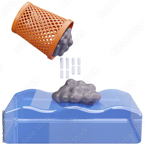 Dumping Solid Waste Pollution 3D Illustrations