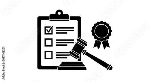Vector illustration of legal compliance and regulatory approval icon on a transparent background
