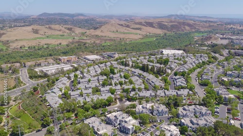 Mission Viejo, California Aerial of Homes, Traffic and Rolling Hills 03