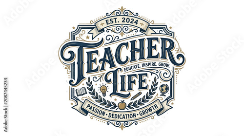 Professional educator planning lessons with books and school accessories in a bright classroom