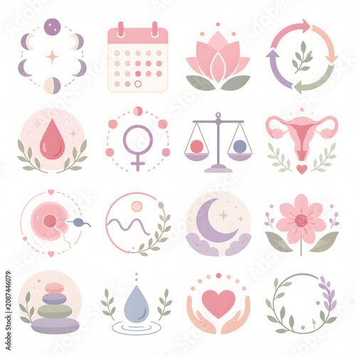 Women Wellness Cycle Icons