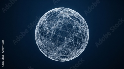 Abstract White Wireframe Network Sphere Connectivity Pattern