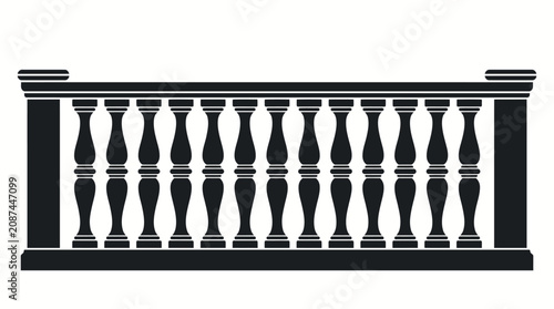 Fotografie Traditional balustrade silhouette, classic architectural barrier design, isolated white background