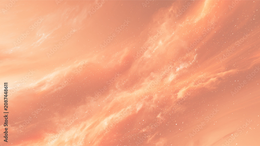 Fototapeta premium 赤とオレンジの炎のような星雲が広がる宇宙空間の抽象的な背景グラフィック