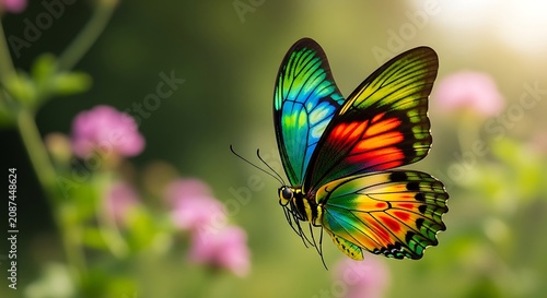 Vibrant butterfly with colorful wings in natural outdoor setting