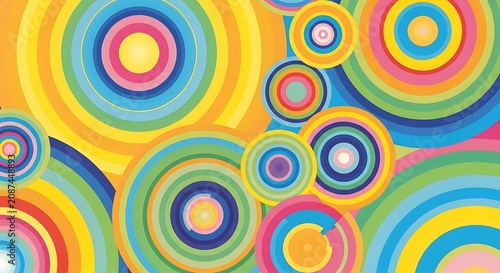 Vibrant colorful concentric circles pattern abstract background