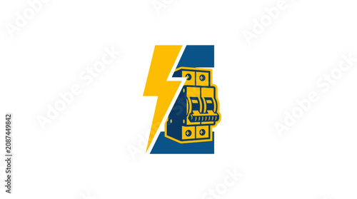 фотографія Electricity Meter with Lightning Bolt Symbol.