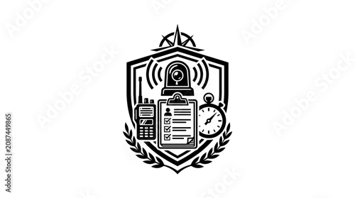 Obraz na plátně Black and white crest emblem logo.