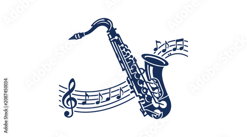 Sticker Saxophone instrument music jazz band.