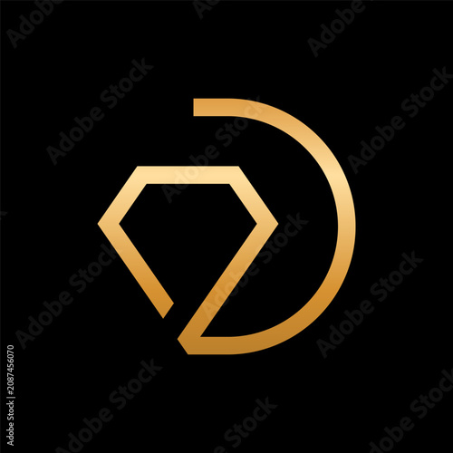 Letter D diamond simple luxury logo design