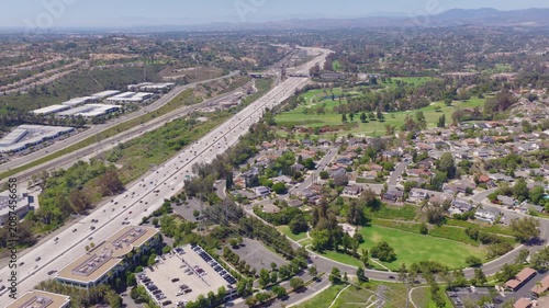 Mission Viejo California Aerial of Interstate 5 and Suburban Offices 02