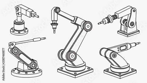 Photos Collection of robotic arm manipulators and industrial automators with automation