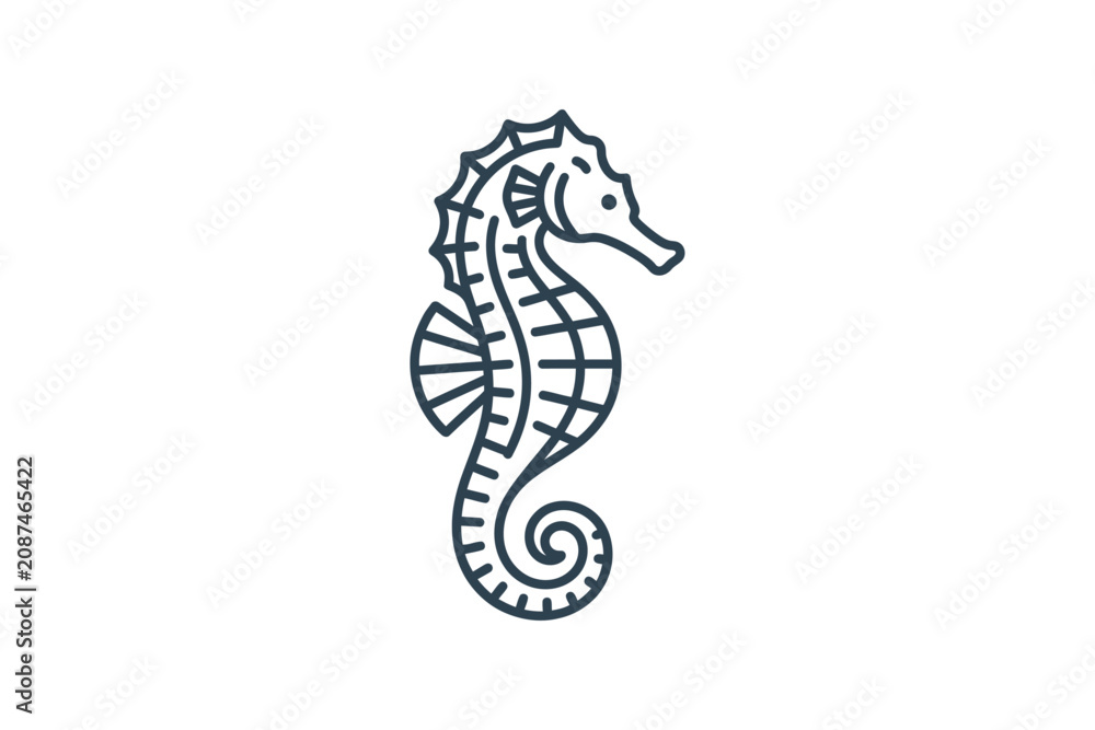 Fototapeta premium Minimalist Seahorse Outline Vector Icon