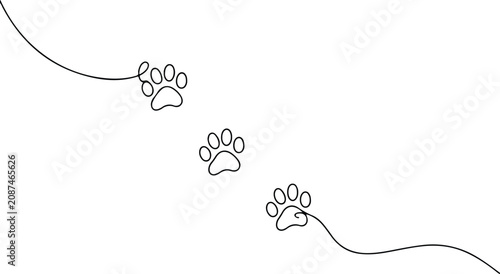 Quadro su tela Minimalist line art of animal paw prints