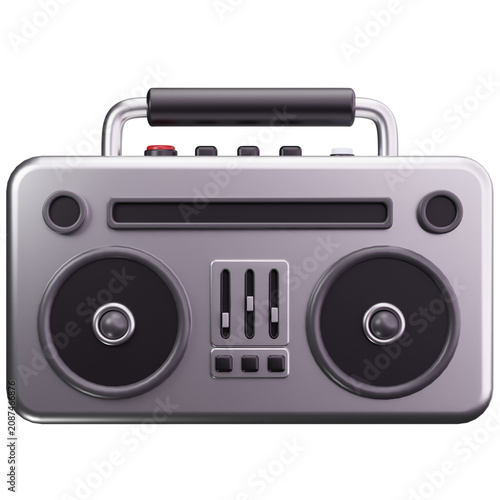 Fotografie Classic Retro Boombox Radio 3D Illustrations