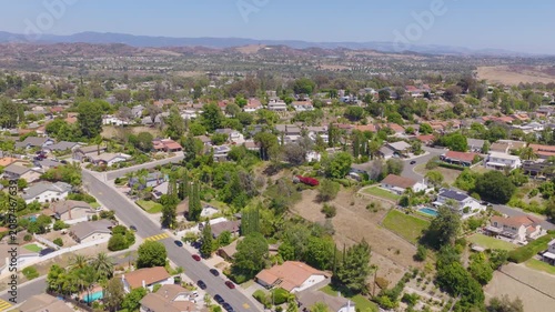 Mission Viejo, California Aerial of Homes, Traffic and Rolling Hills 05