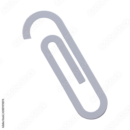 Silver Metal Paper Clip, Stationery Clip Isolated on transparent background.