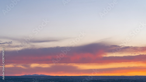 Konstfotografi Sunset over the Rio Grande Valley prior to the 250th birthday of the USA celebration near Albuquerque New Mexico
