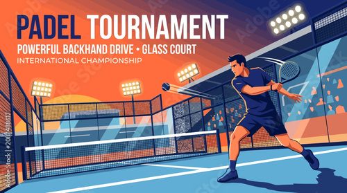 Vibrant Padel Tournament Action Dynamic Athlete Illustration Exciting Competition Visual