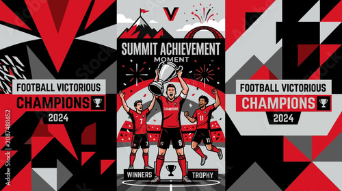 Victorious Football Champions Celebration Dynamic Graphic Design