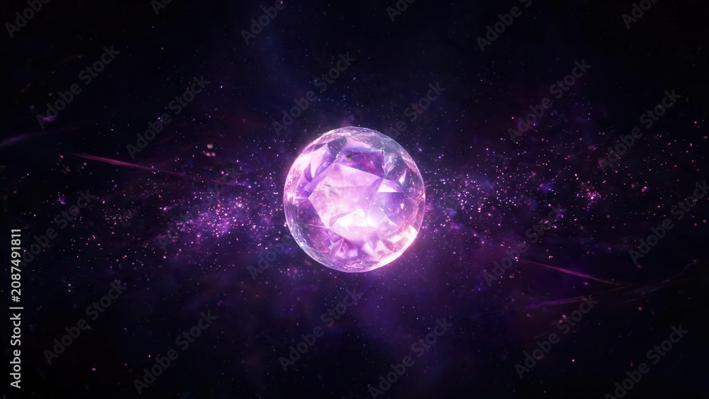 Fototapeta premium Glowing crystal sphere in space