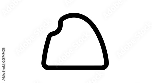 Minimalist black outline of an abstract rounded shape.
