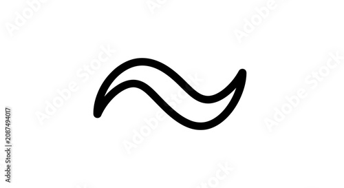 Minimalist black wave line icon on white background