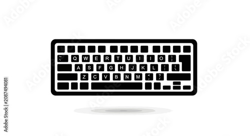 Minimalist computer keyboard illustration with soft drop shadow.