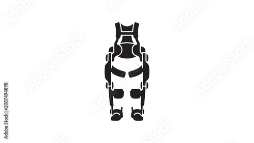 Robotic rehabilitation exoskeleton vector illustration depicting advanced wearable technology for physical therapy and mobility assistance with minimalistic design