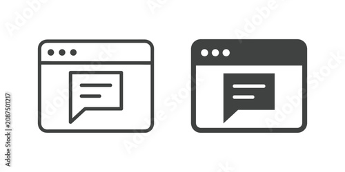Browser Window Message icon. Line and glyph solid icon