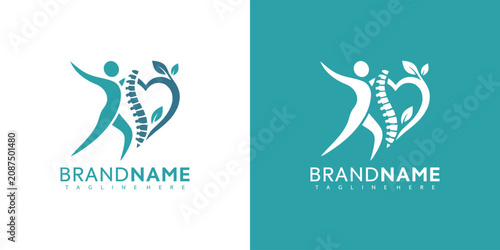 Logo design with spine and leaf.